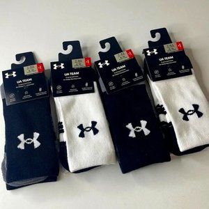 Under Armour UA Team Socks Black and White 4 Pairs Medium